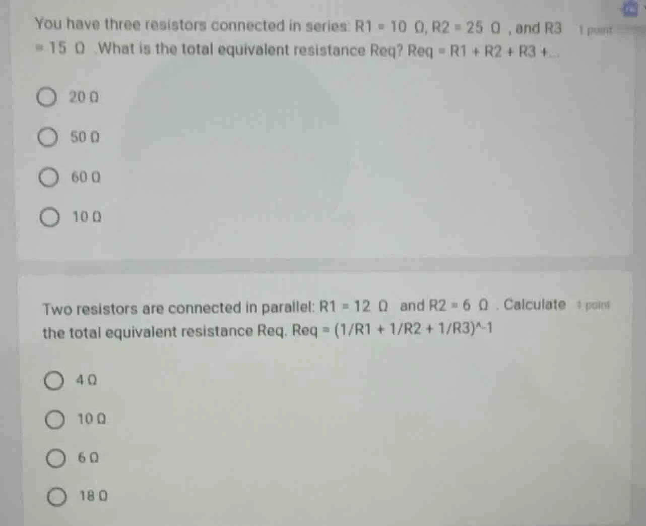 you have three resistors connected in series: r1 = 10 ω, r2 = 25 ω, and…