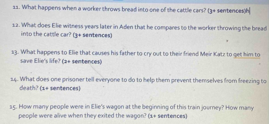 11. what happens when a worker throws bread into one of the cattle cars…