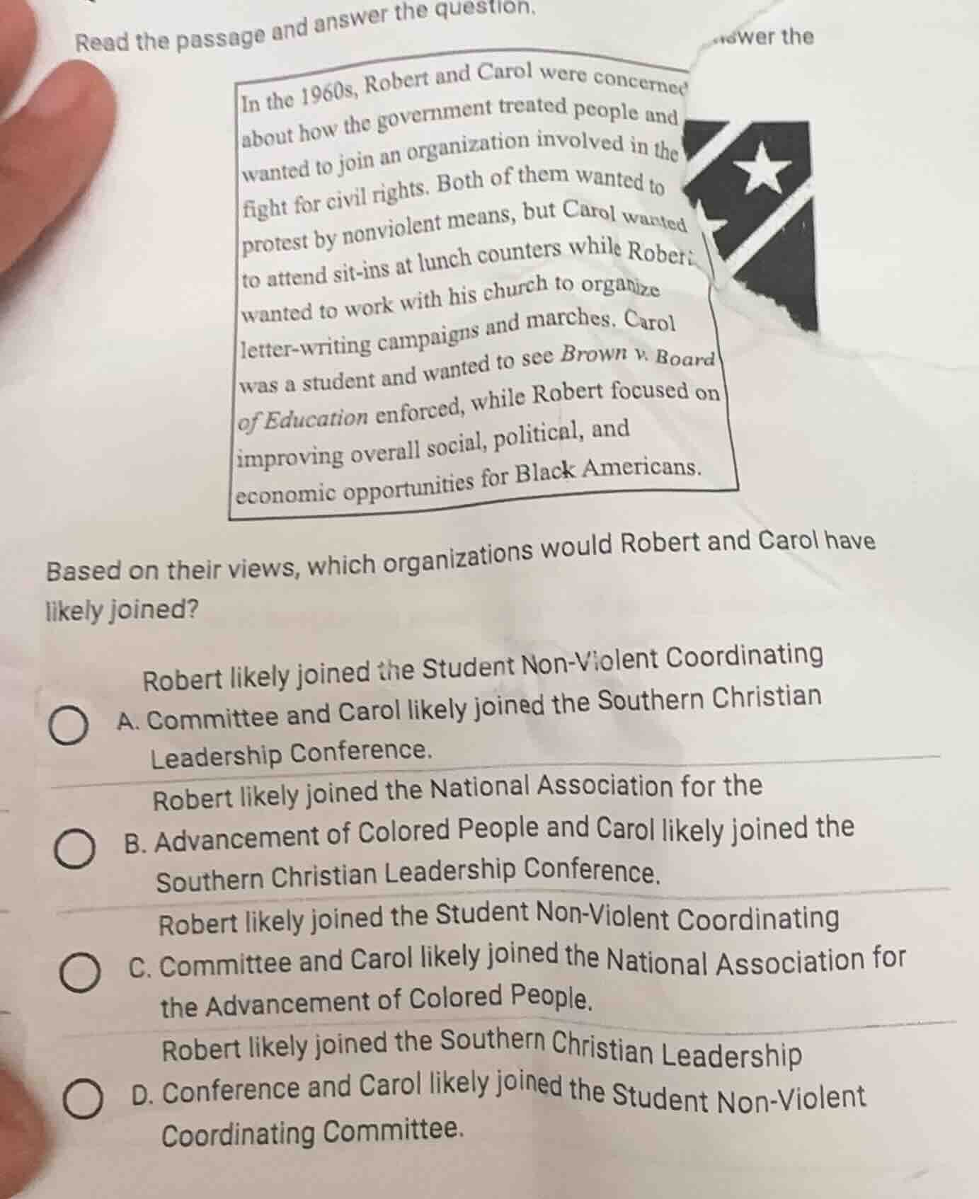 read the passage and answer the question. in the 1960s, robert and caro…