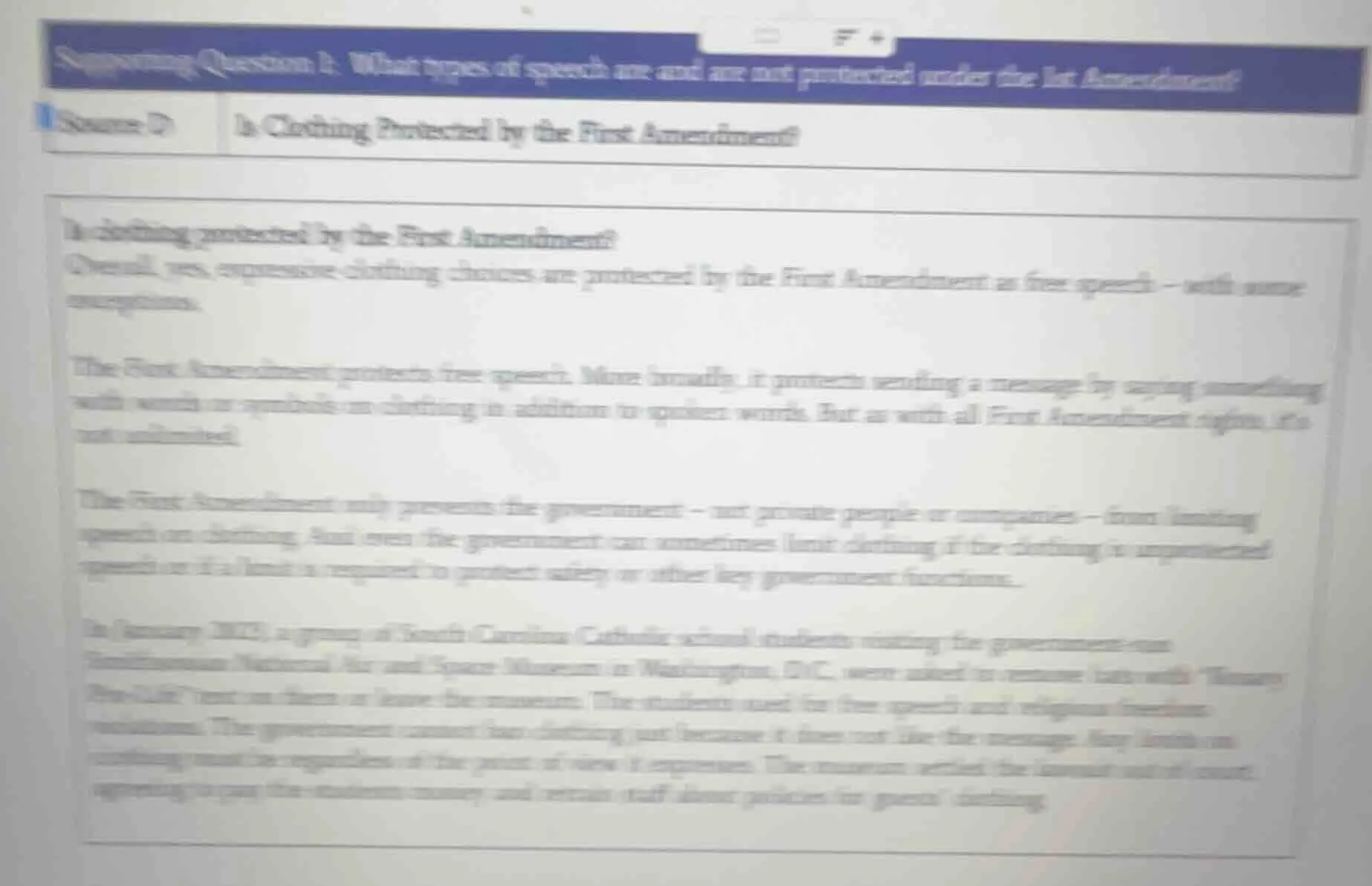 supporting question 1: what types of speech are and are not protected u…