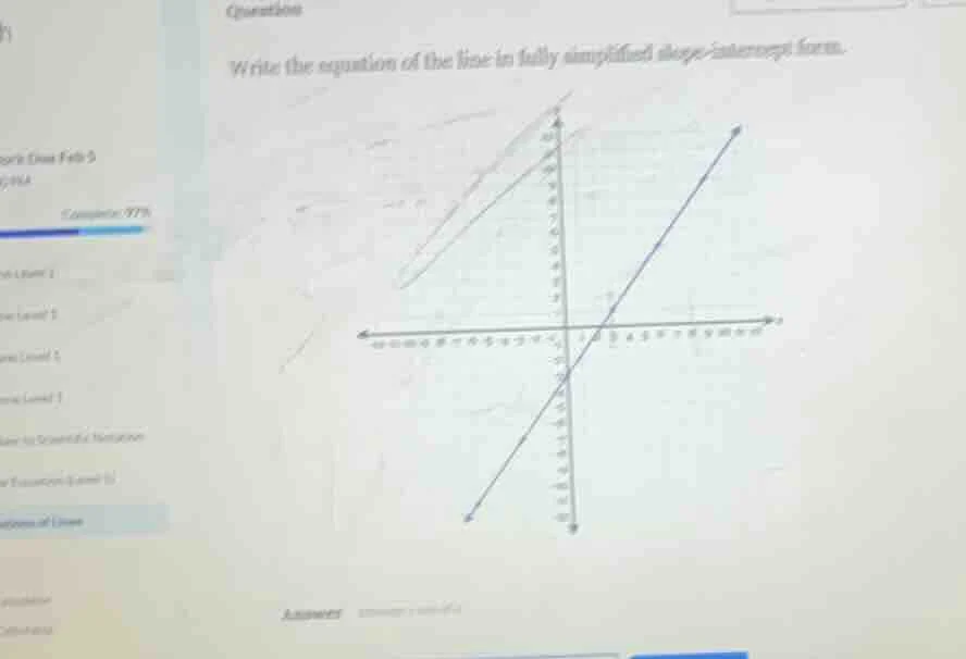 question write the equation of the line in fully simplified slope - int…