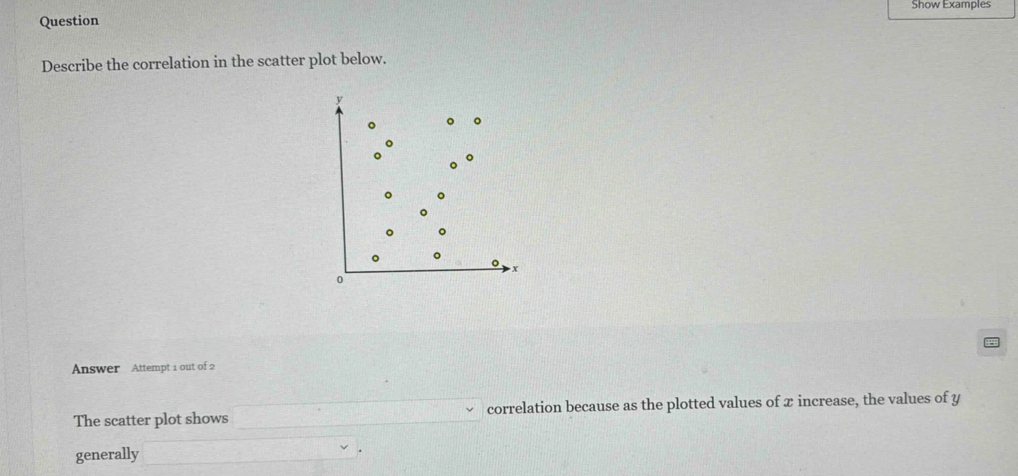 question describe the correlation in the scatter plot below. answer att…