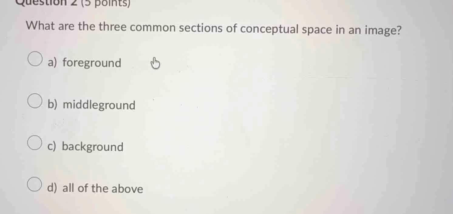question 2 (5 points) what are the three common sections of conceptual …