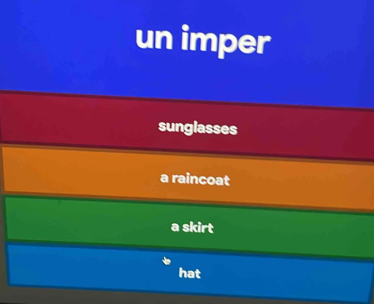 un imper sunglasses a raincoat a skirt hat