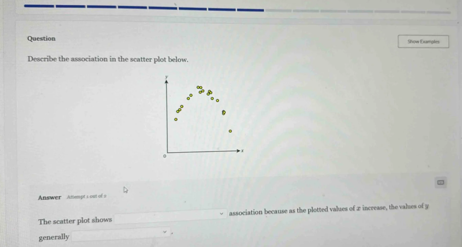question describe the association in the scatter plot below. answer att…