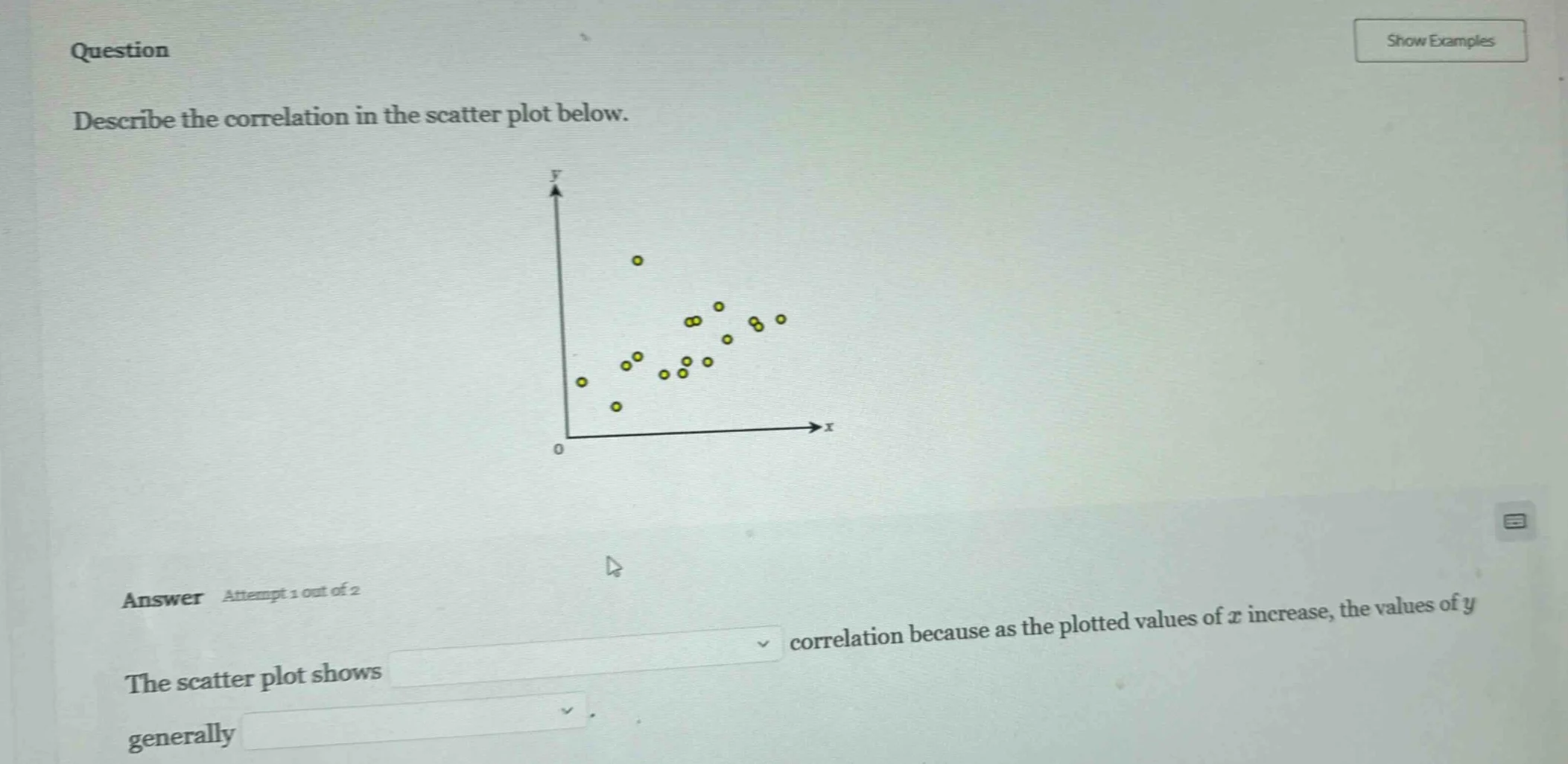 question describe the correlation in the scatter plot below. answer att…