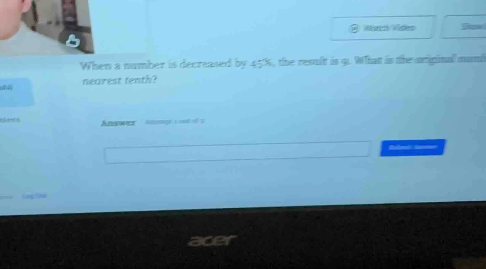 when a number is decreased by 45%, the result is 9. what is the origina…