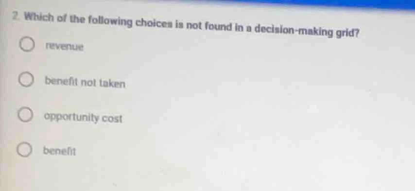 2. which of the following choices is not found in a decision - making g…