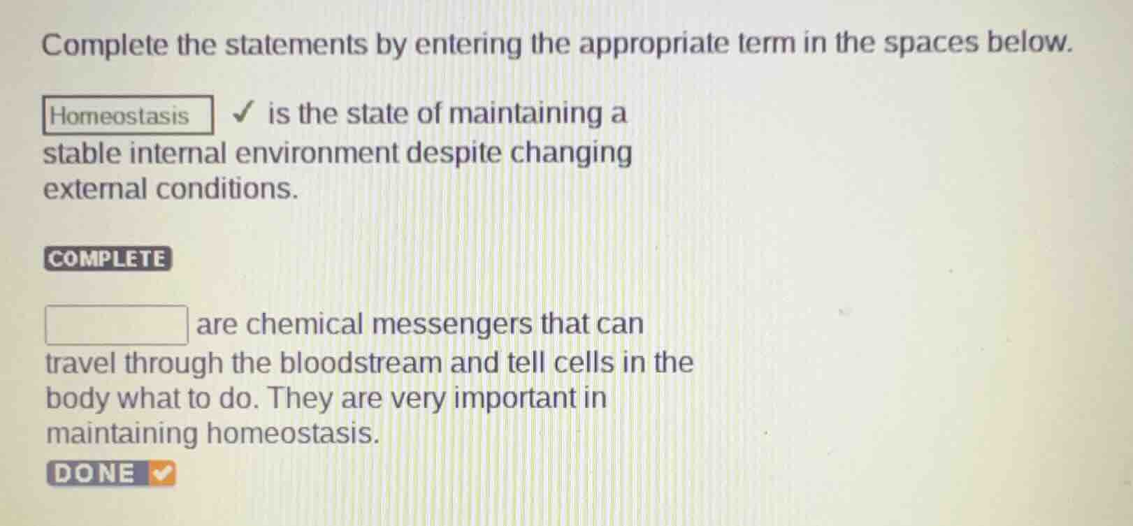 complete the statements by entering the appropriate term in the spaces …