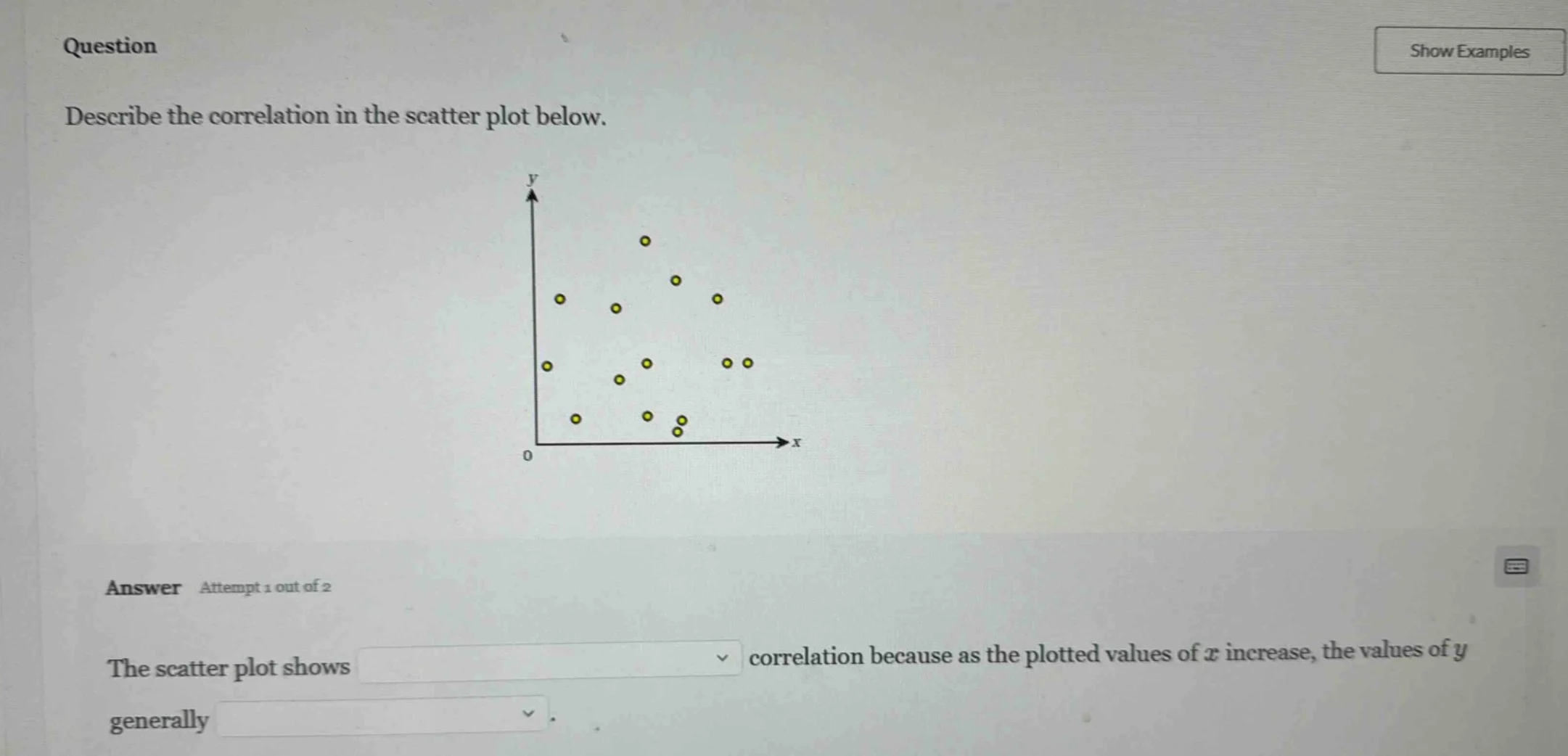 question describe the correlation in the scatter plot below. answer att…