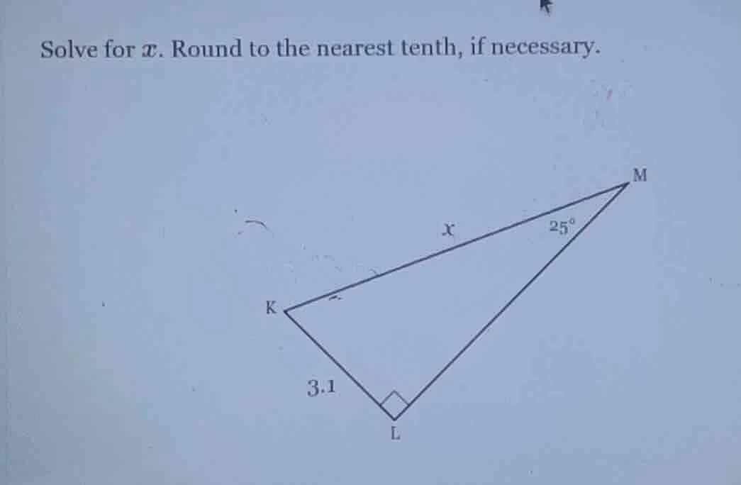 solve for ( x ). round to the nearest tenth, if necessary.