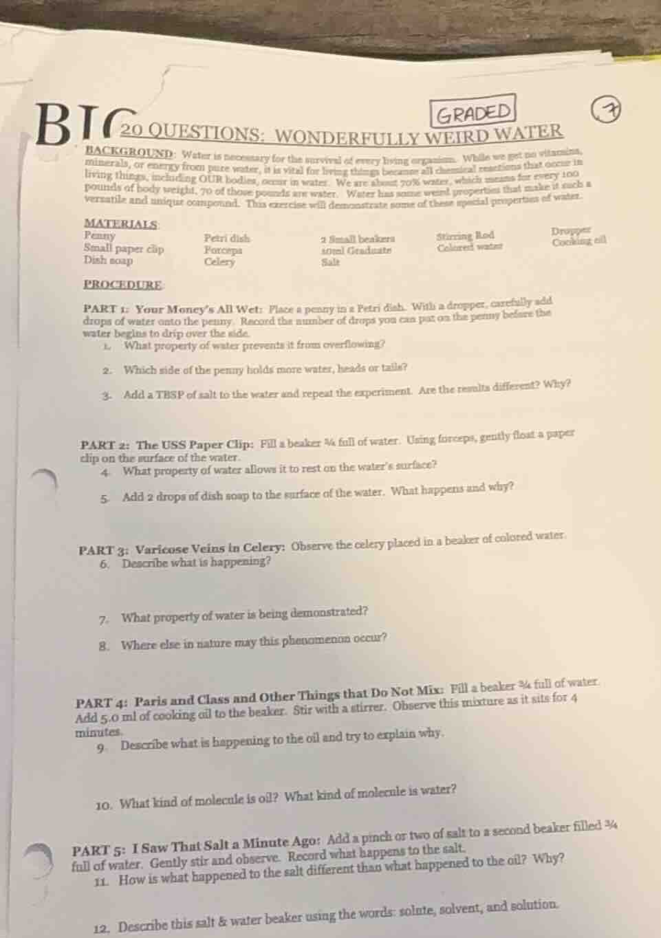 big 20 questions: wonderfully weird water background: water is necessar…