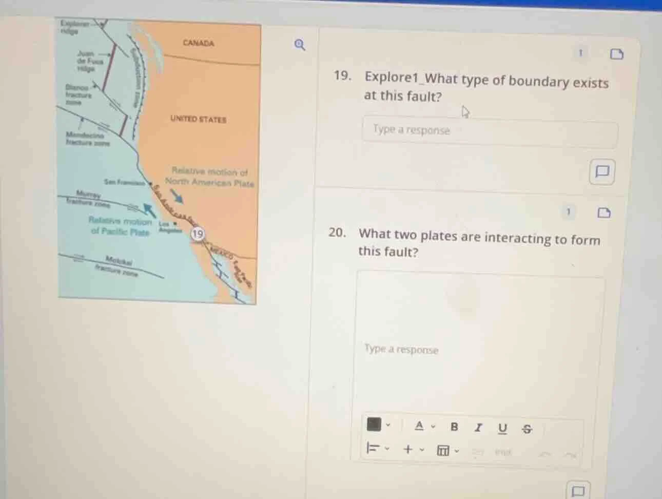 19. explore1_what type of boundary exists at this fault? type a respons…