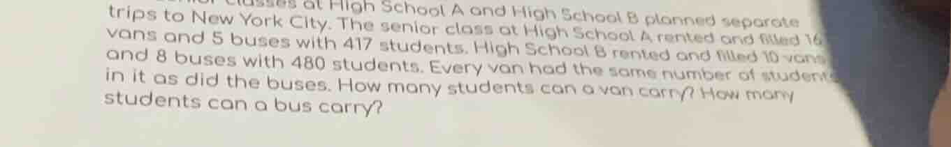 high school a and high school b planned separate trips to new york city…