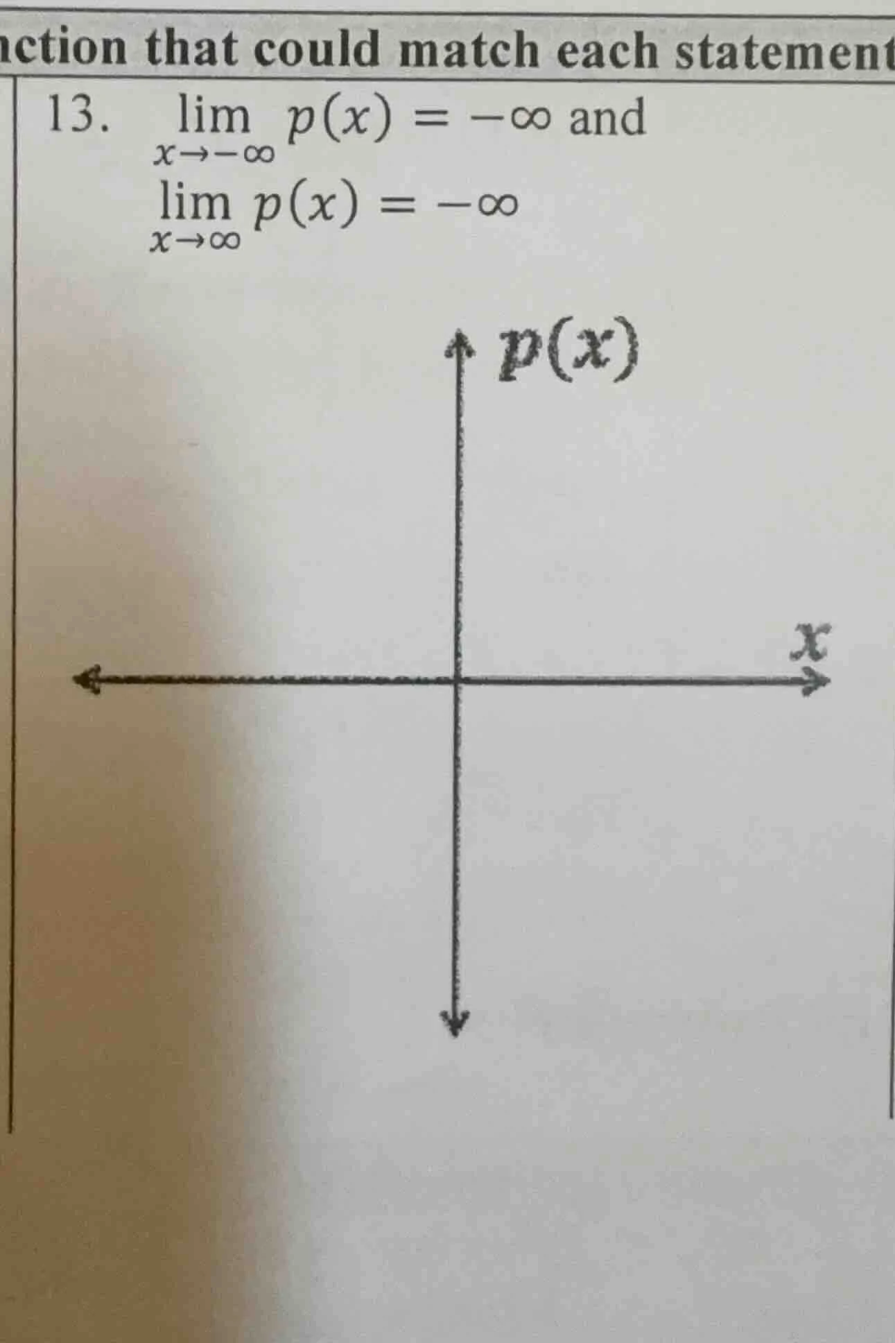 13. \\(\\lim\\limits_{x\\to -\\infty} p(x) = -\\infty\\) and \\(\\lim\\…
