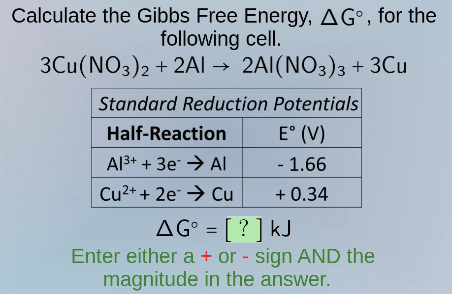 calculate the gibbs free energy, $\\delta g^\\circ$, for the following …