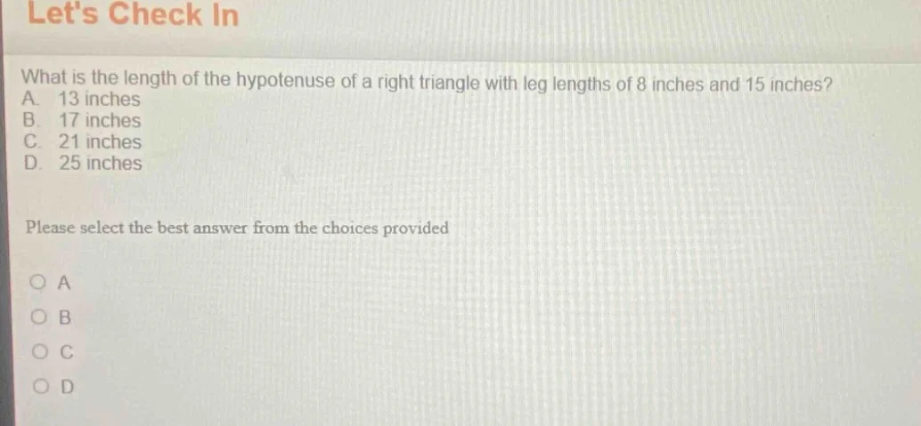 lets check in what is the length of the hypotenuse of a right triangle …