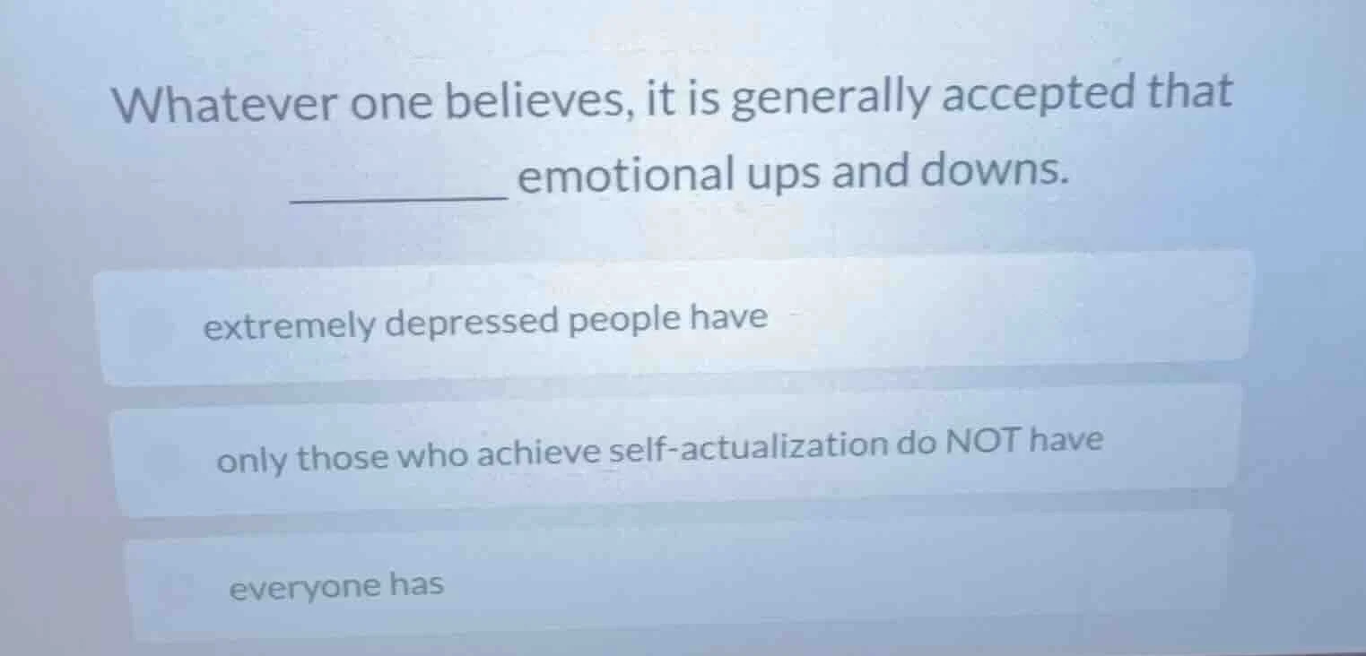 whatever one believes, it is generally accepted that ______ emotional u…