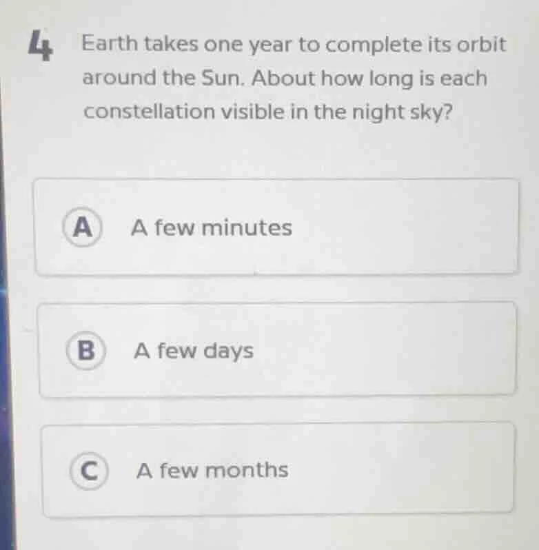 4 earth takes one year to complete its orbit around the sun. about how …