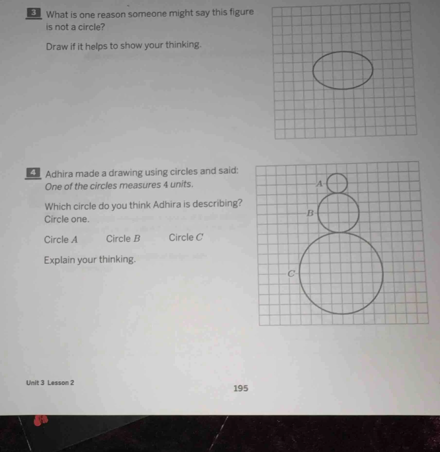 3 what is one reason someone might say this figure is not a circle? dra…