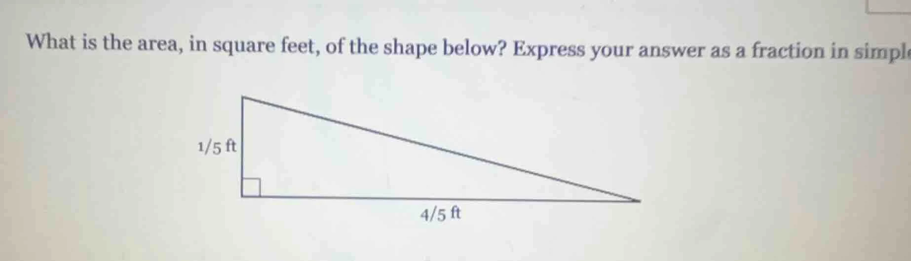 what is the area, in square feet, of the shape below? express your answ…