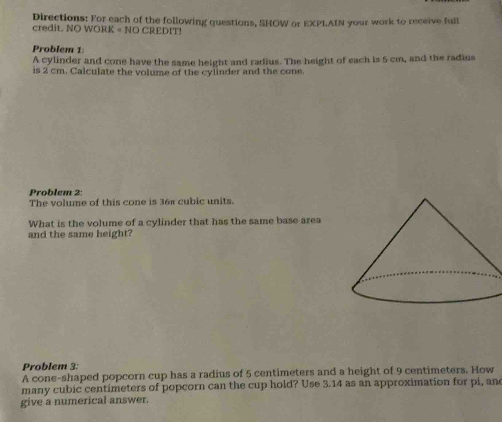 directions: for each of the following questions, show or explain your w…