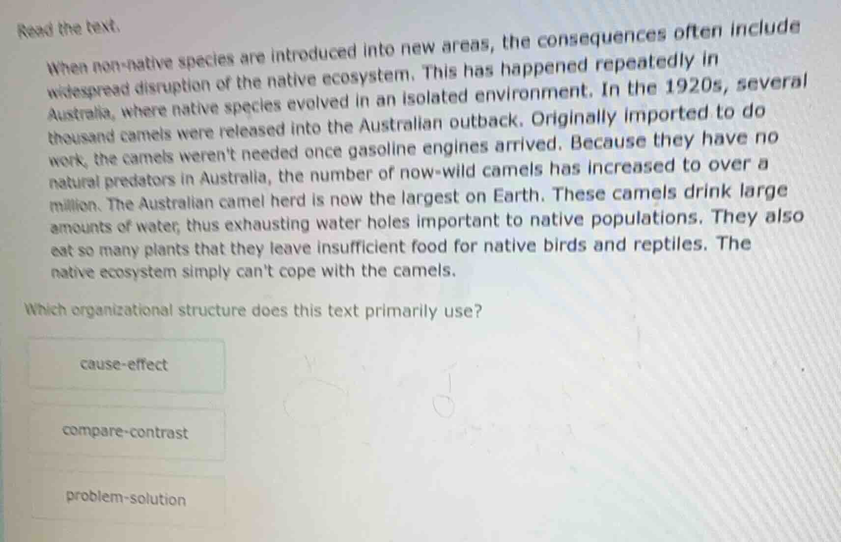 read the text. when non - native species are introduced into new areas,…