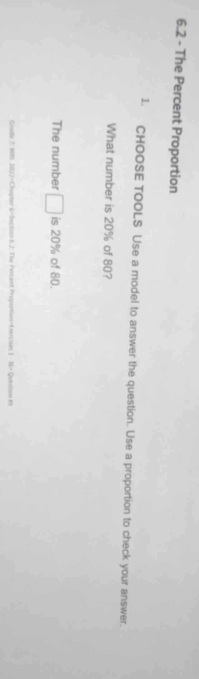 6.2 - the percent proportion 1. choose tools use a model to answer the …