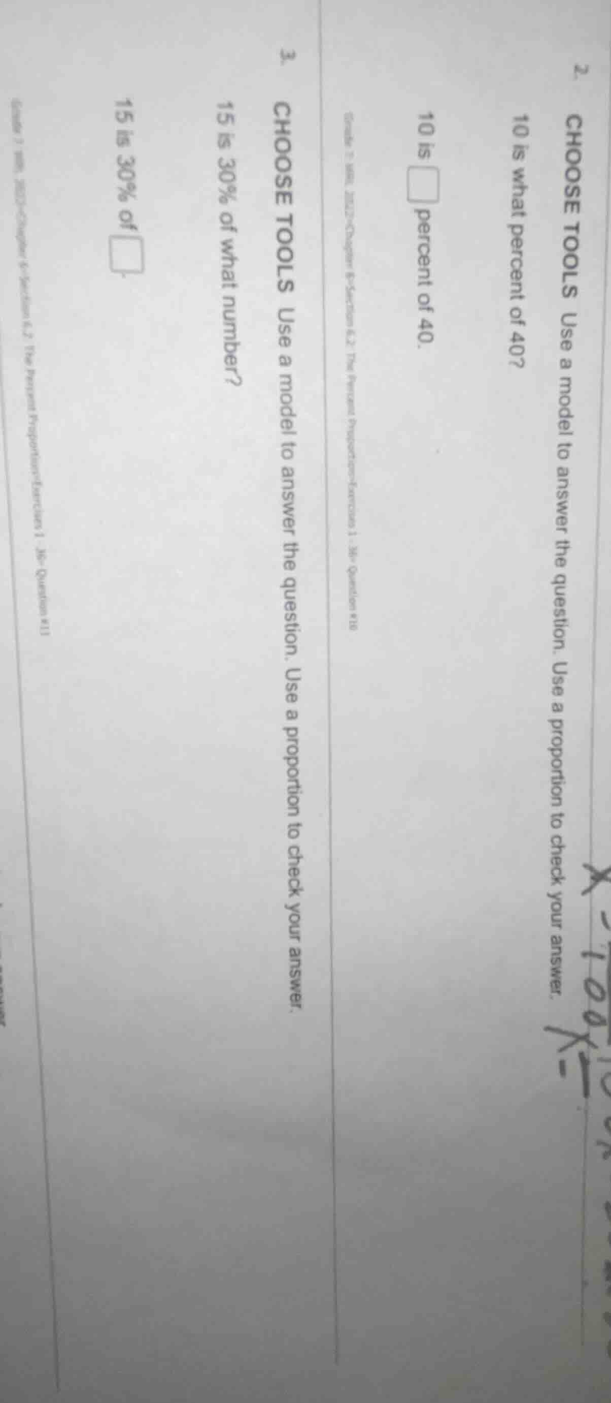 2. choose tools use a model to answer the question. use a proportion to…