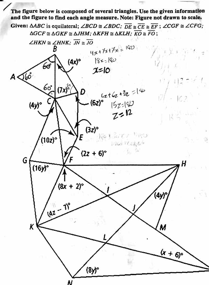 the figure below is composed of several triangles. use the given inform…
