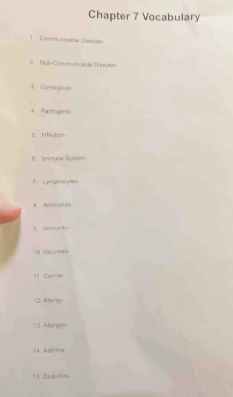 chapter 7 vocabulary 1 communicable disease 2 non - communicable diseas…