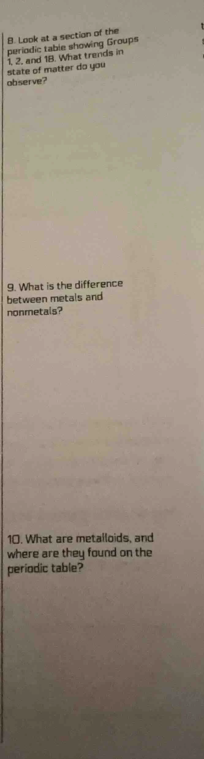 8. look at a section of the periodic table showing groups 1, 2, and 18.…