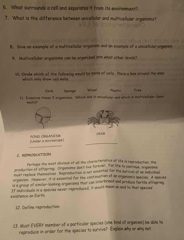 6. what surrounds a cell and separates it from its environment? 7. what…