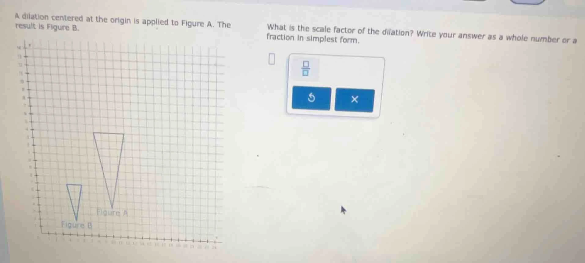 a dilation centered at the origin is applied to figure a. the result is…