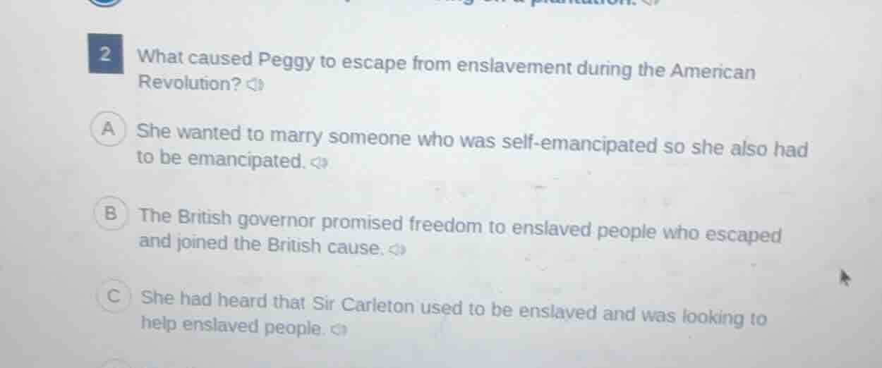 2 what caused peggy to escape from enslavement during the american revo…