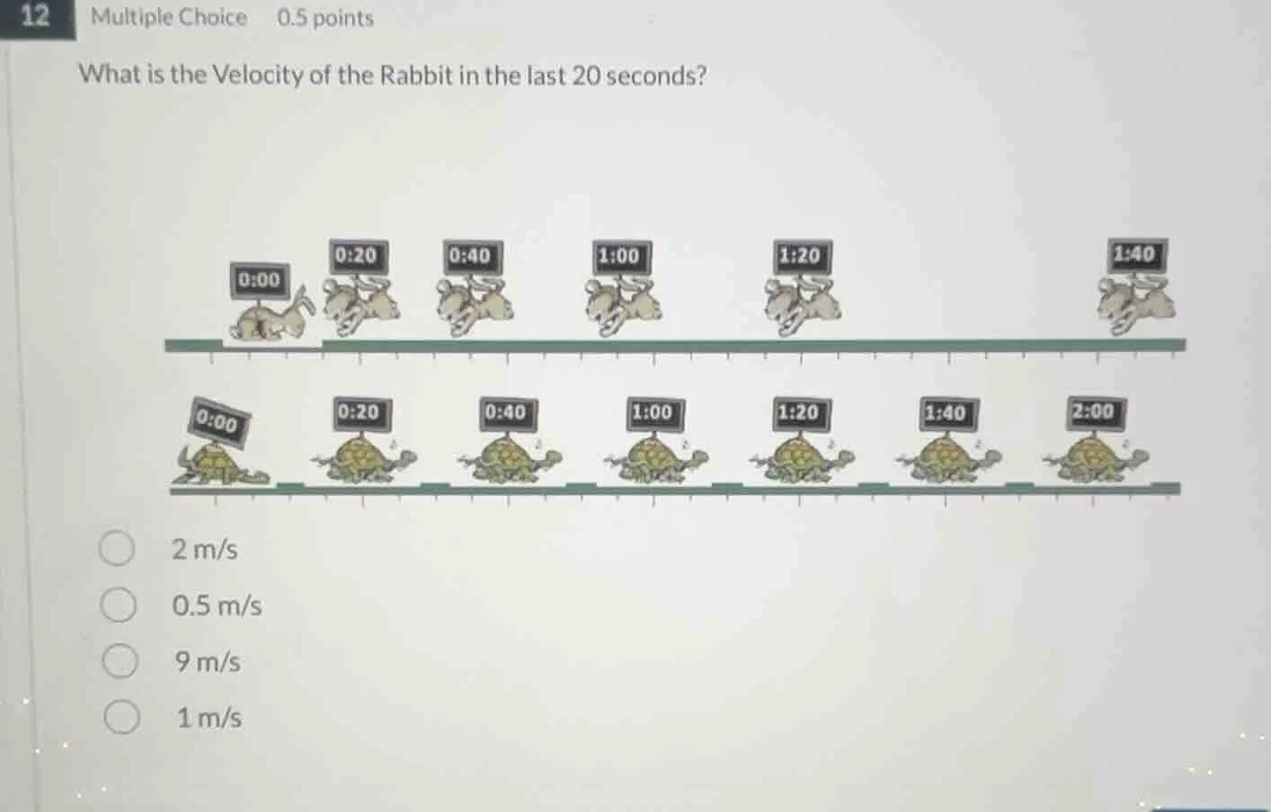 12 multiple choice 0.5 points what is the velocity of the rabbit in the…
