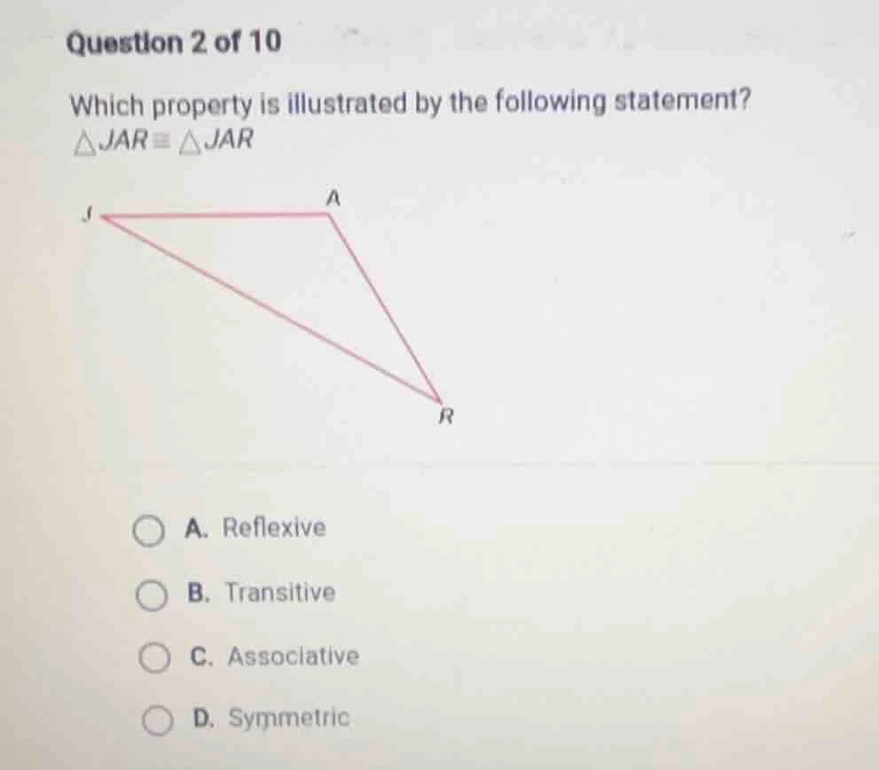 question 2 of 10 which property is illustrated by the following stateme…