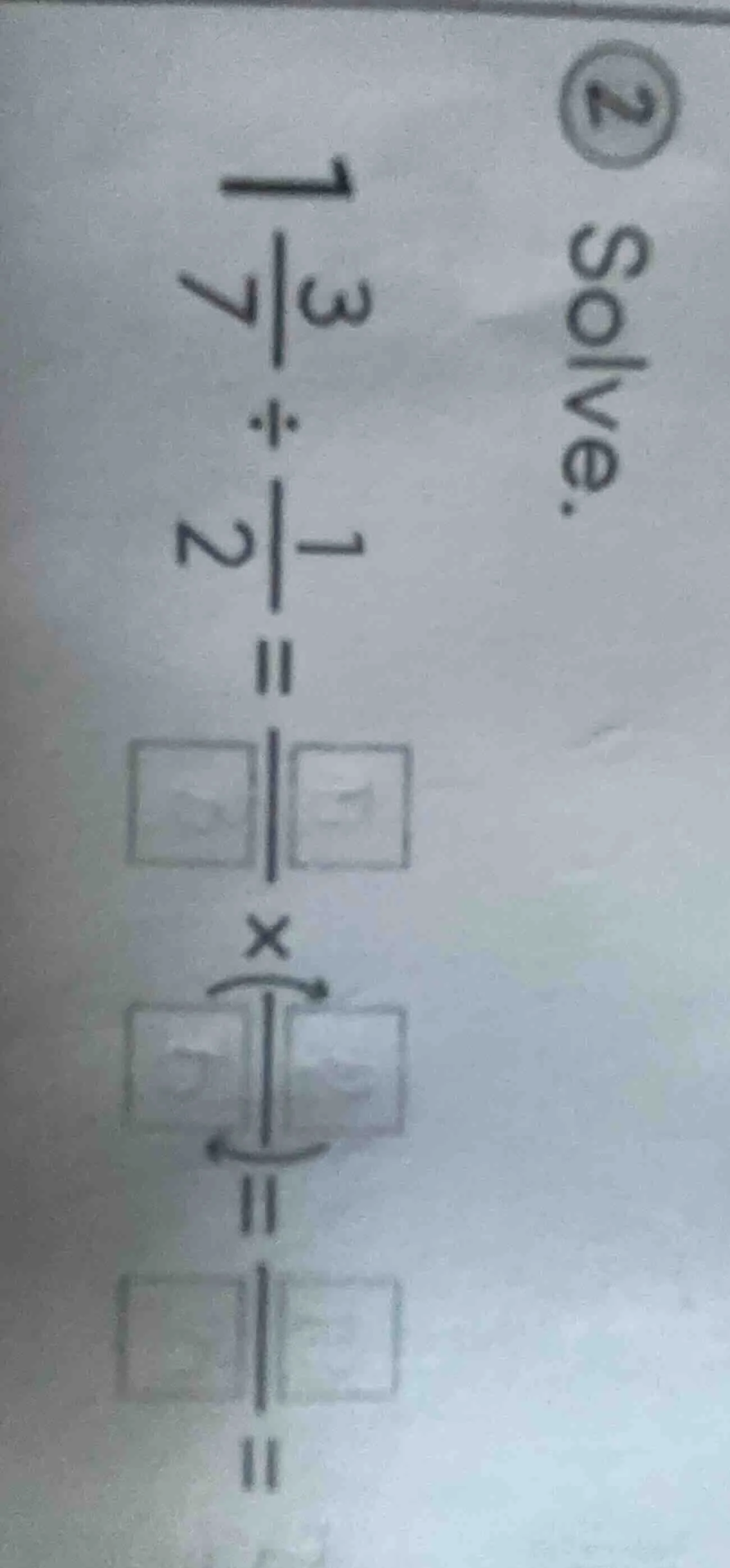 solve. \\( 1\\frac{3}{7} \\div \\frac{1}{2} = \\frac{\\square}{\\square…