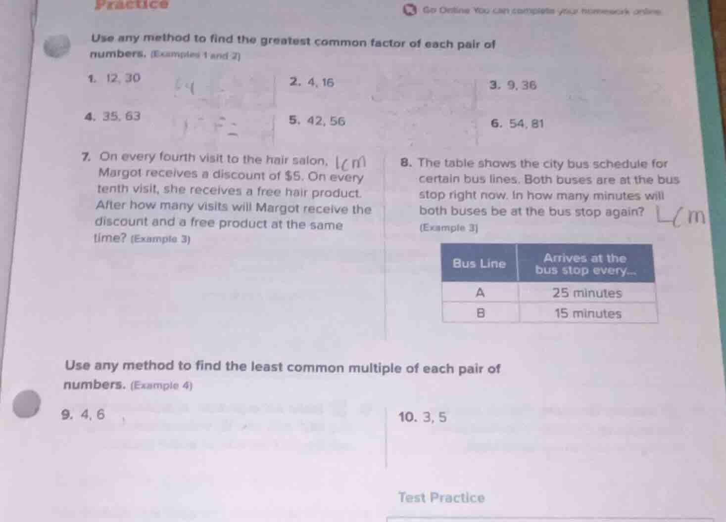 practice use any method to find the greatest common factor of each pair…