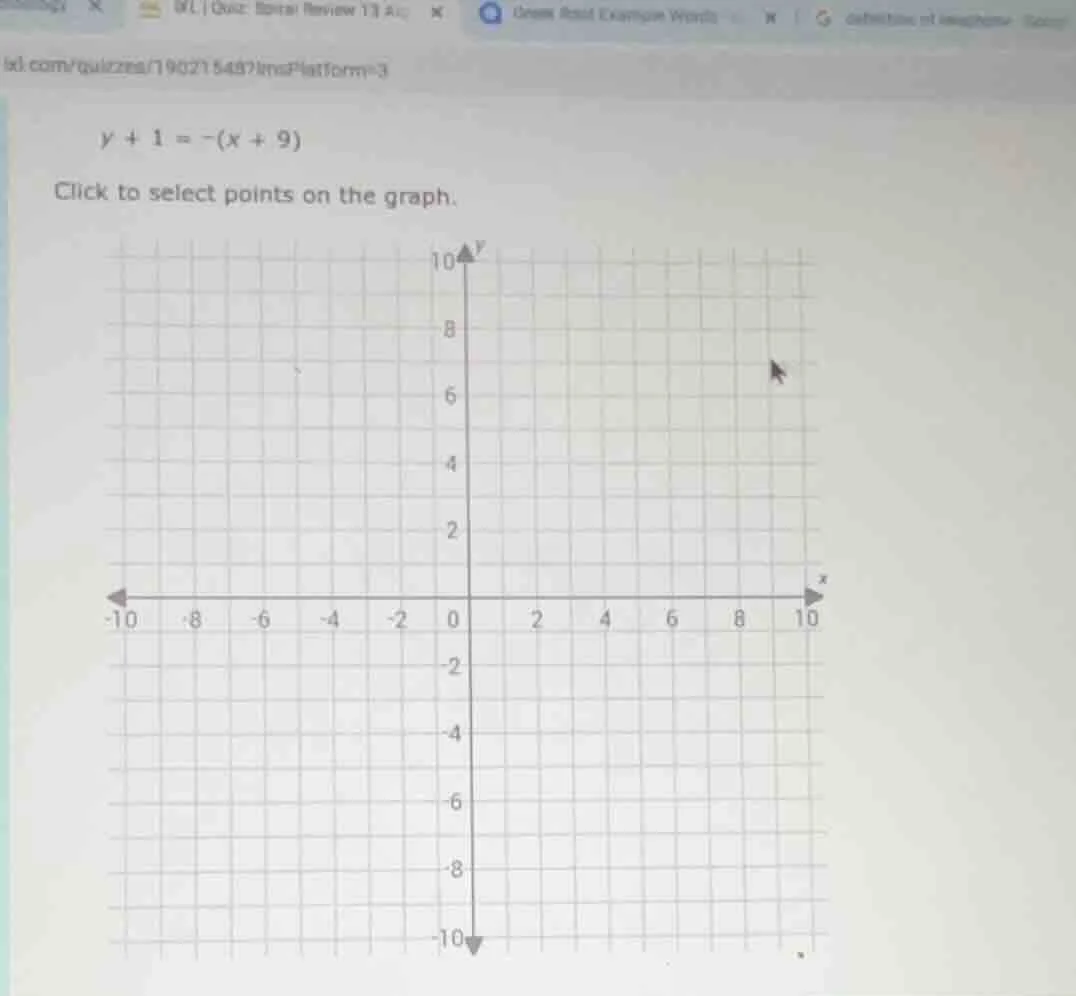 y + 1 = -(x + 9) click to select points on the graph.