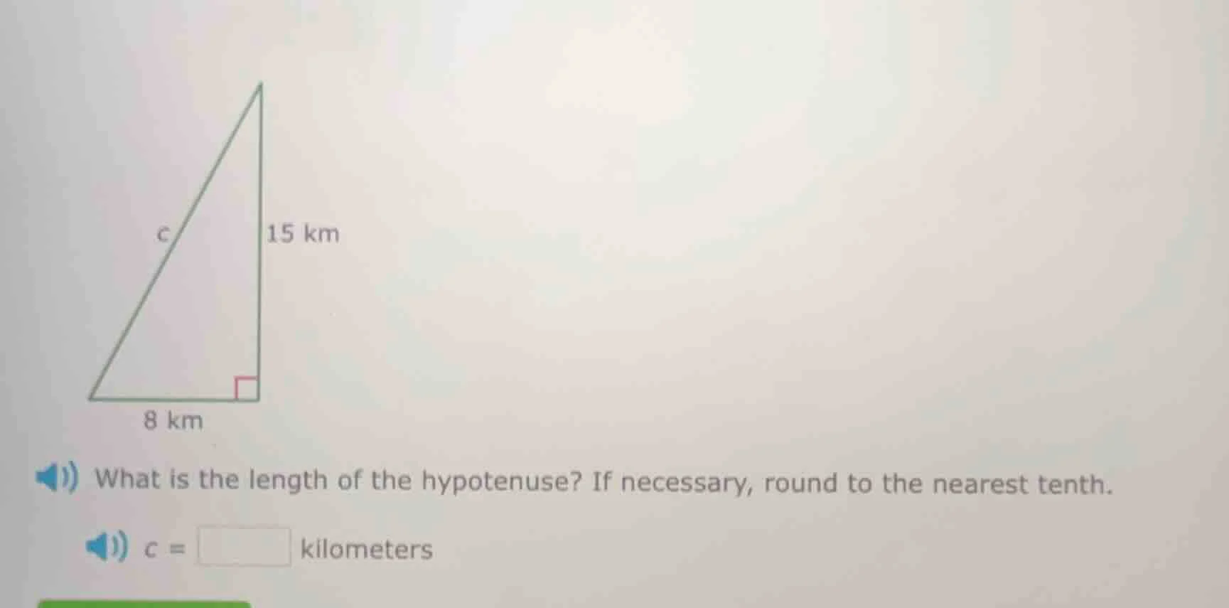 what is the length of the hypotenuse? if necessary, round to the neares…