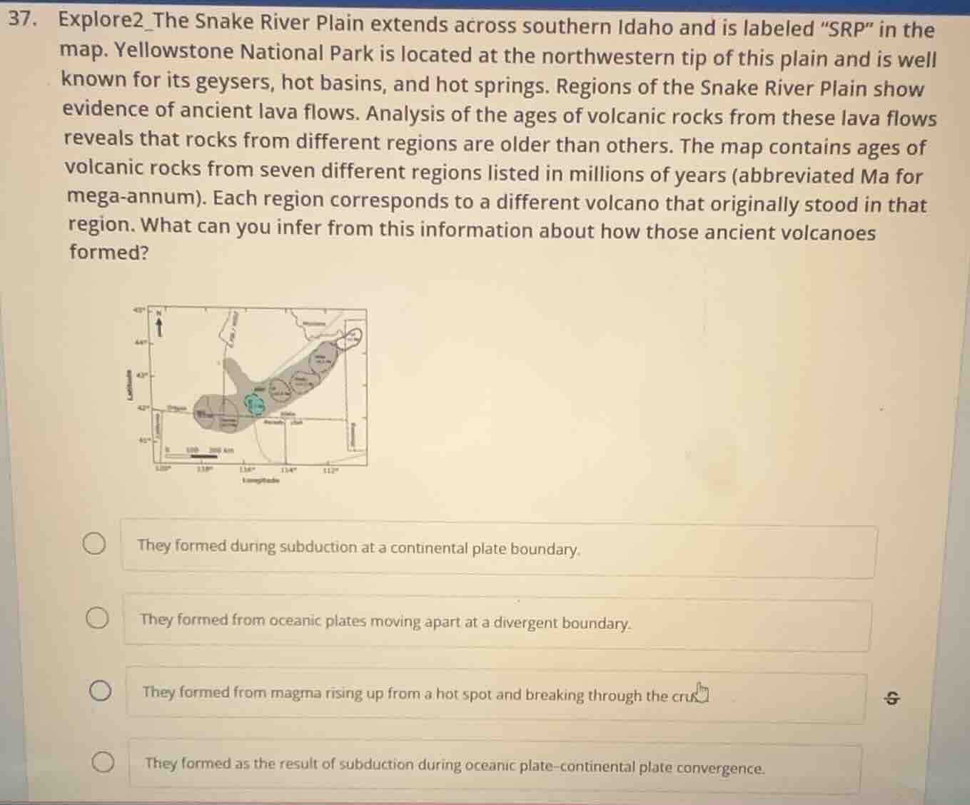 37. explore2_the snake river plain extends across southern idaho and is…