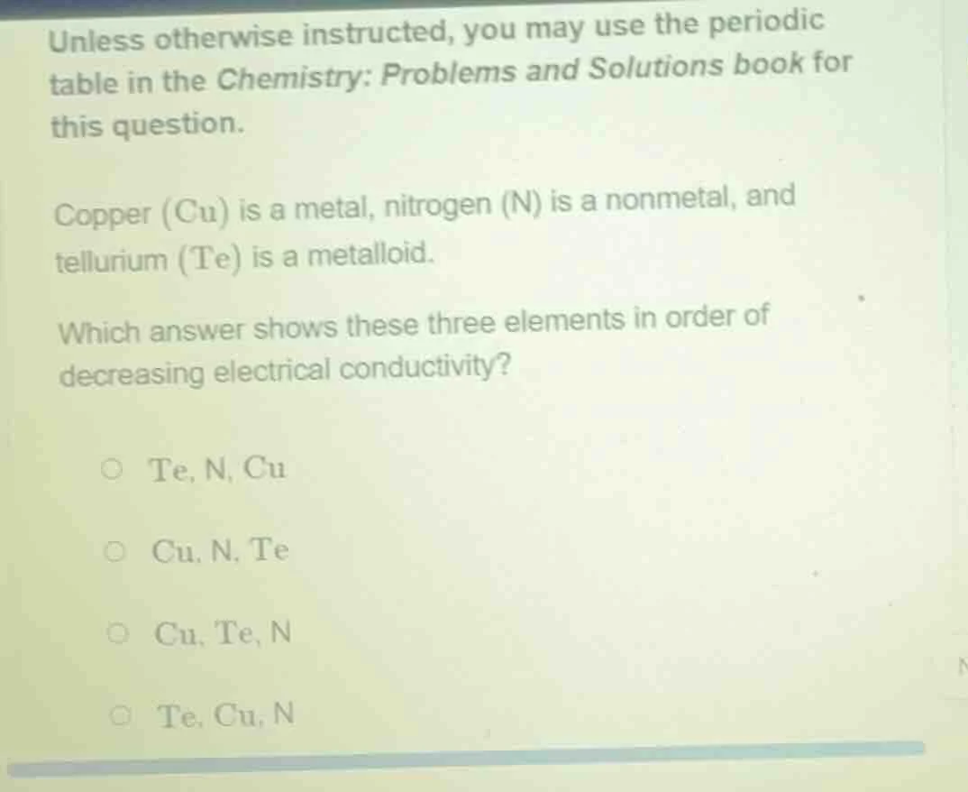unless otherwise instructed, you may use the periodic table in the chem…