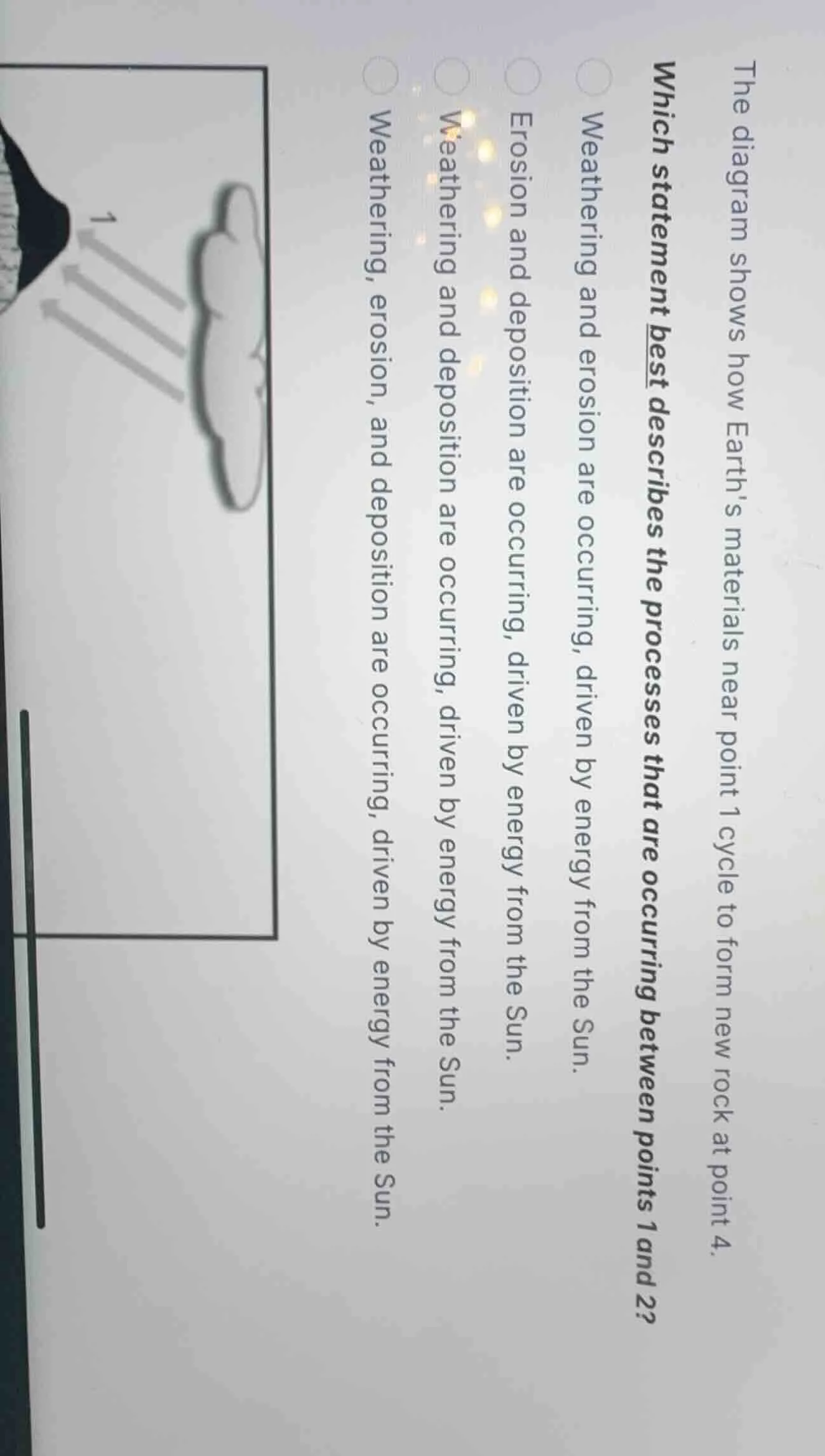 the diagram shows how earth’s materials near point 1 cycle to form new …