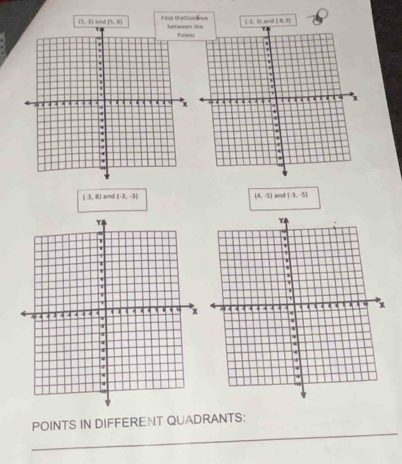 find the distance between the points (5, 3) and (5, 8) (-2, 3) and (8, …