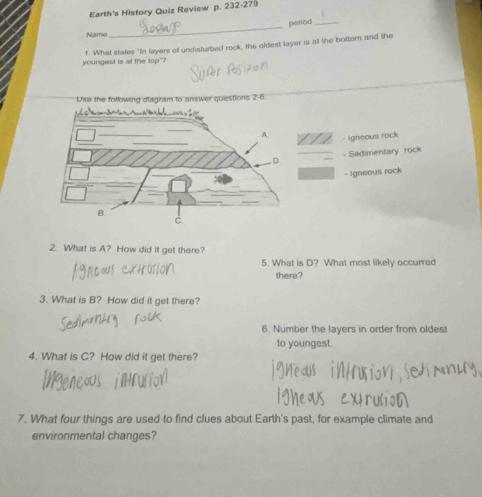 earths history quiz review p. 232-279 name __________________ period __…