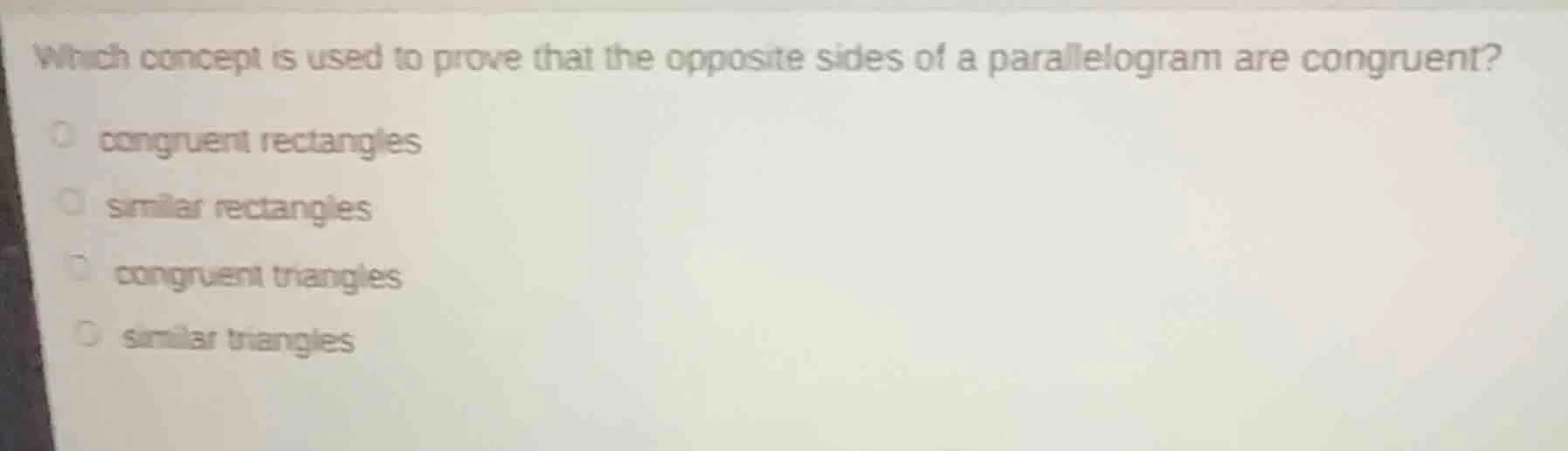 which concept is used to prove that the opposite sides of a parallelogr…