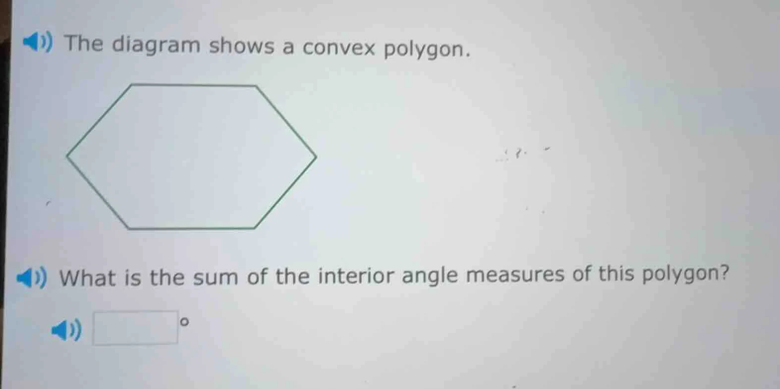 the diagram shows a convex polygon. what is the sum of the interior ang…
