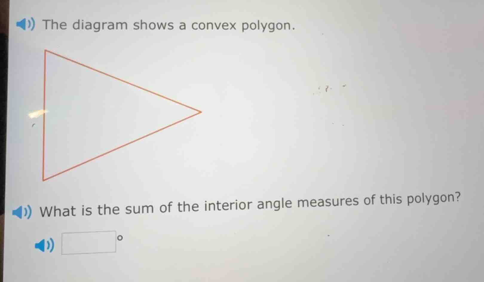 the diagram shows a convex polygon. what is the sum of the interior ang…