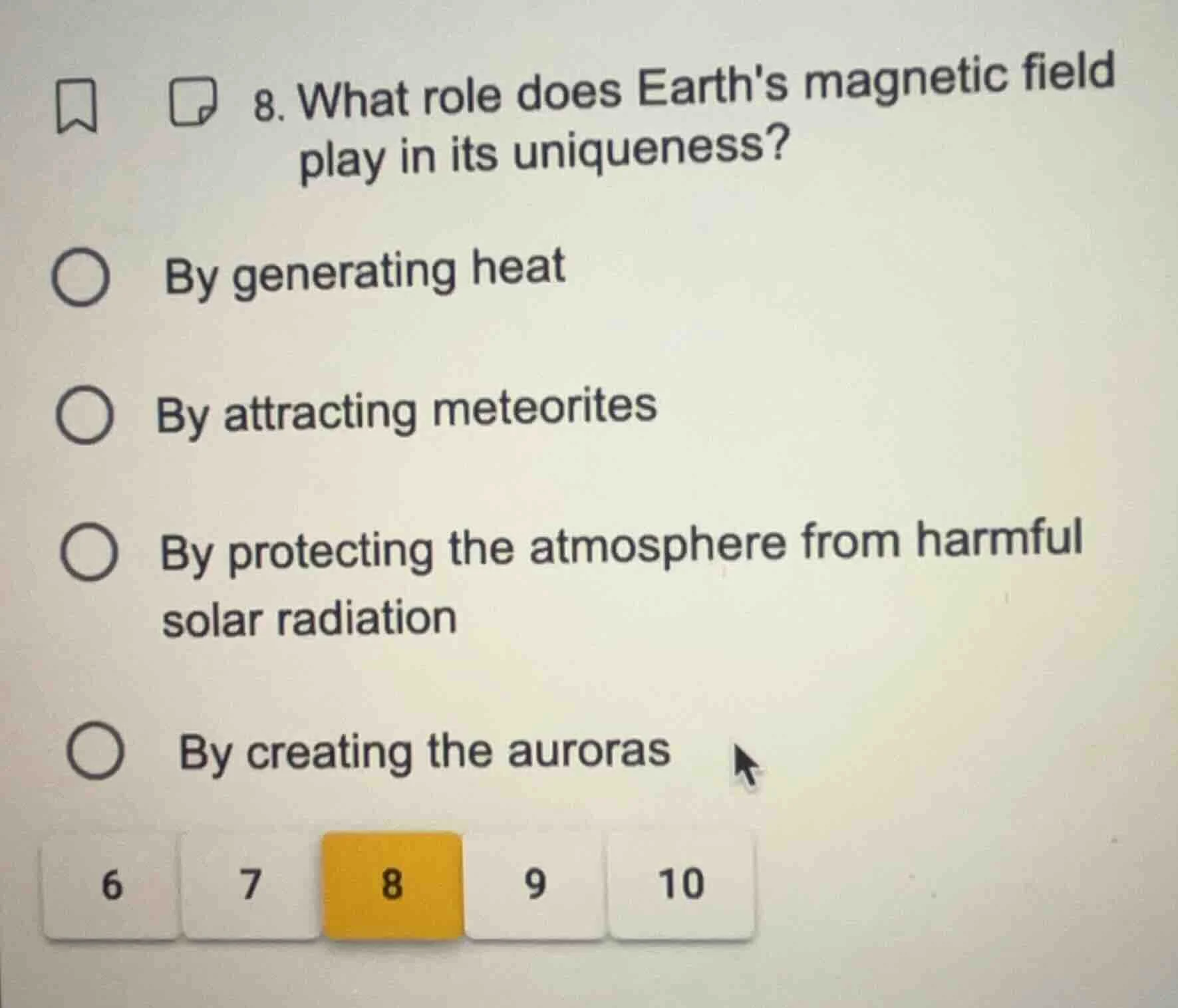 8. what role does earths magnetic field play in its uniqueness? by gene…